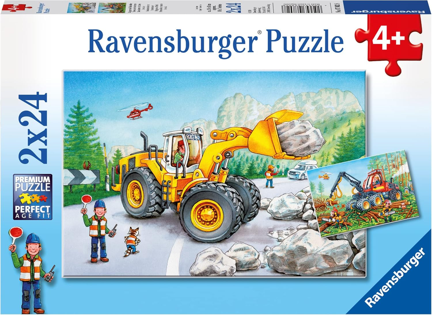 Ravensburger Puzzle pentru copii - 07802 Excavator și tractor forestier - Puzzle pentru copii de la 4 ani, cu 2X24 piese Puzzle Naty Shop Singur
