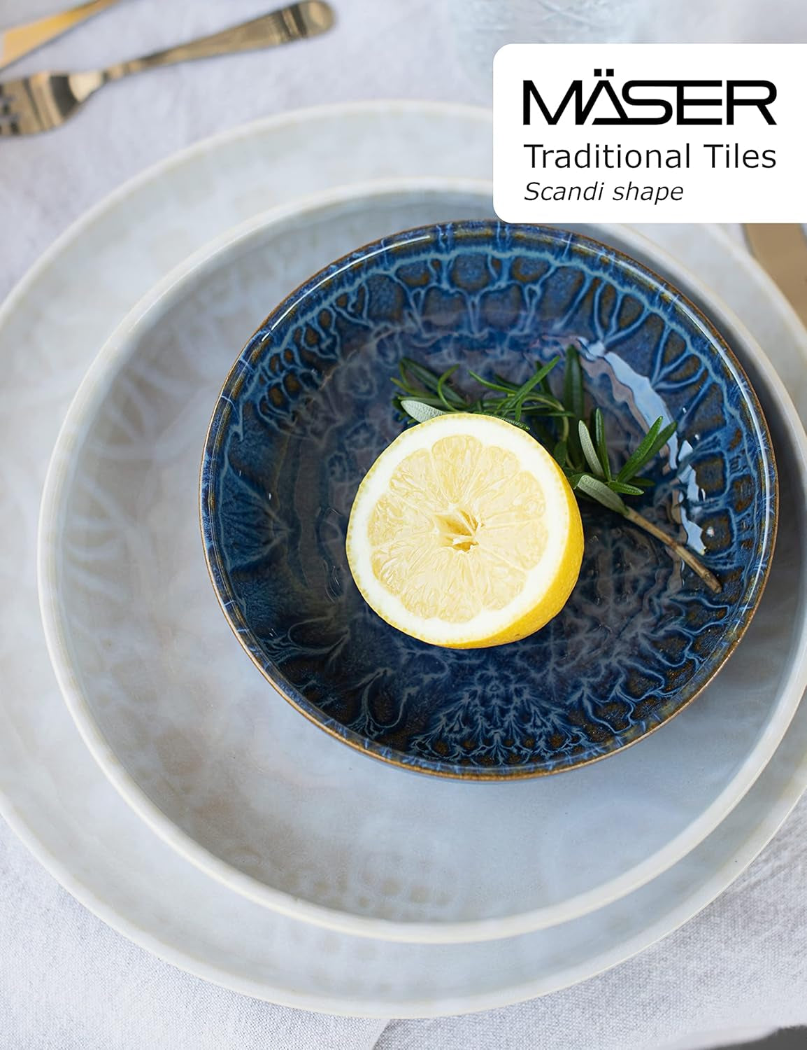 MÄSER 934063 Seria Tiles Set veselă modernă vintage pentru 2 persoane cu design maur Seturi vesela masa Naty Shop