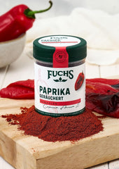 Fuchs Gewürze - Paprika geräuchert gemahlen - rauchiger Geschmack für BBQ, Gulasch oder Tofu - natürliche Zutaten - 60 g in wiederverwendbarer, recyclebarer Dose