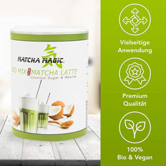 Matchamagic - Pudră de matcha latte bio din Japonia cu zahăr din floare de cocos pentru un ceai delicios