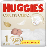 Huggies Extra Care Babywindeln, Größe 1 (2–5 kg), super saugfähig, Disney-Design, Großpackung, 160