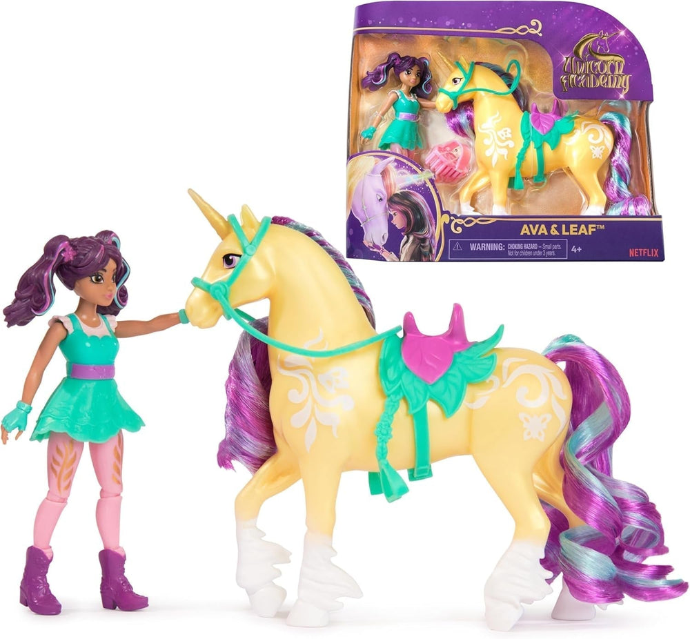 Unicorn Academy AVA und Unicorn Leaf Set – Originalfiguren ca. 12 cm groß aus der beliebten Netflix-Serie Mit zwei Accessoires und Haarbürsten Für fantasievolles Rollenspiel, für Kinder ab 4 Jahren Actionfiguren Naty Shop Standardtitel