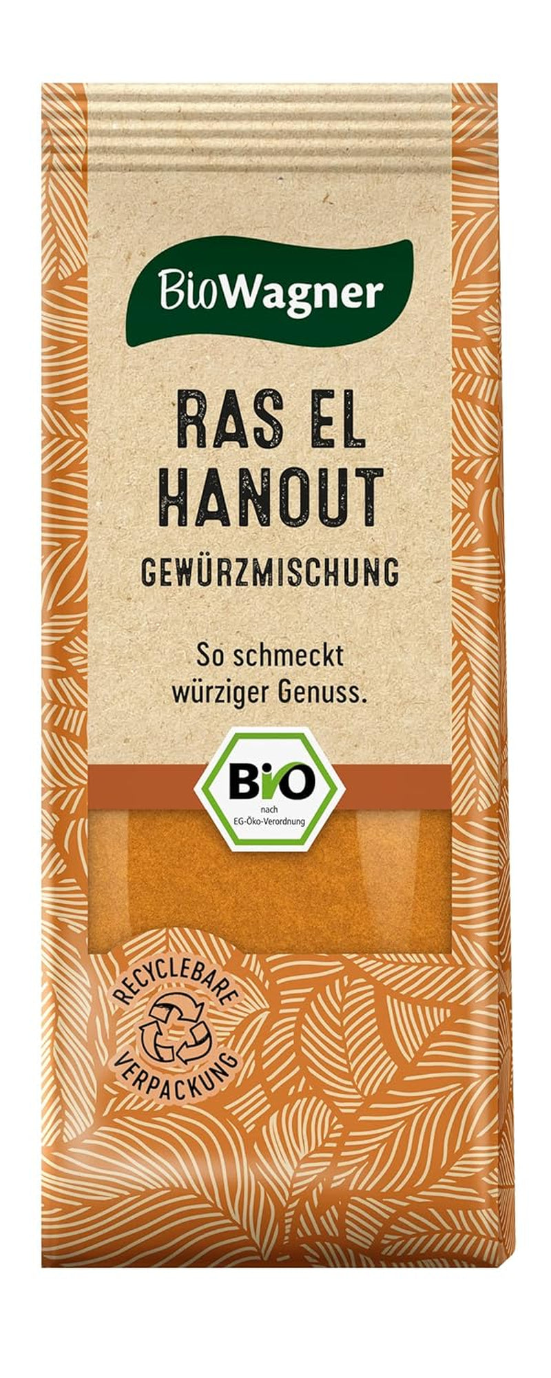 BioWagner - Bio Ras el Hanout, Gewürzmischung für orientalische und arabische Gerichte, ideal für Couscous, Tajine oder Hummus, naturbelassene Bio-Zutaten, recycelbare Verpackung, 50 g