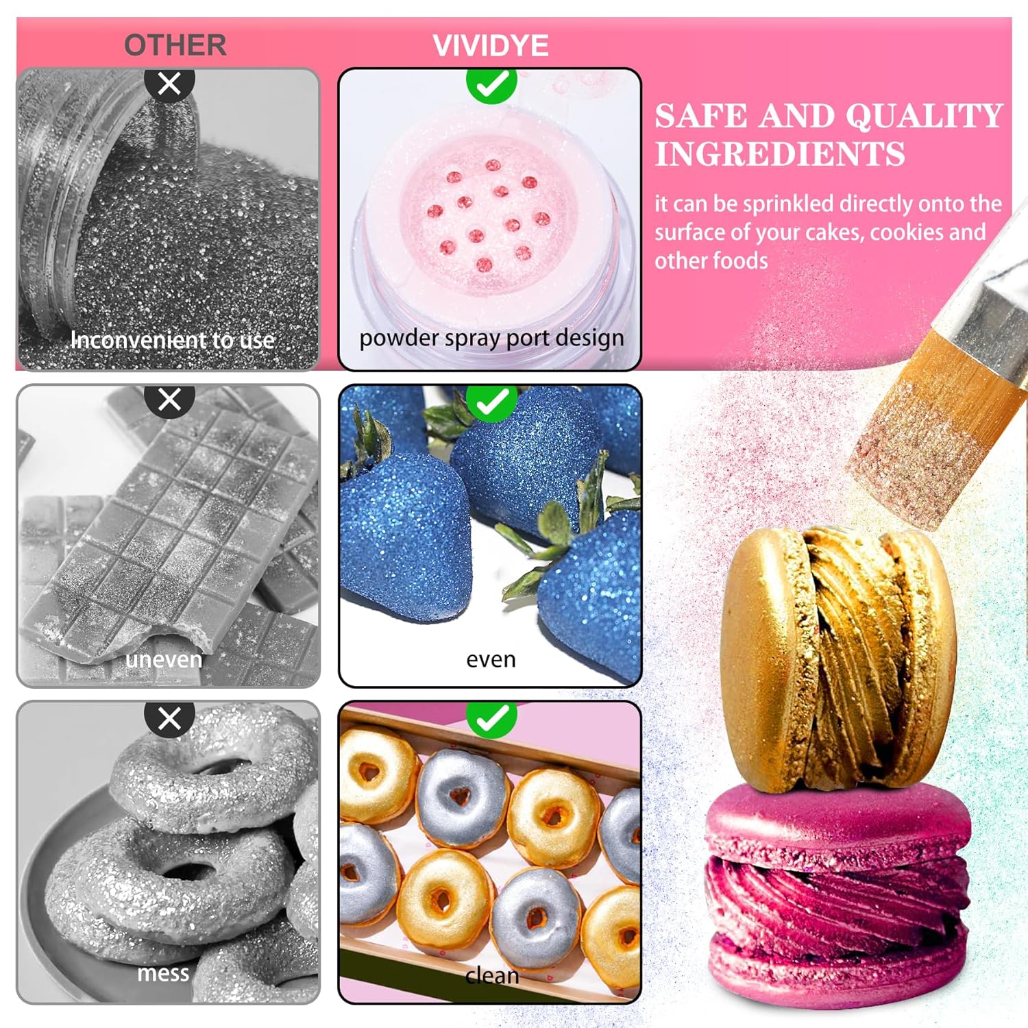 Glitter comestibil, praf, diverse culori, 30 grame Naty Shop