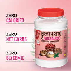 Erythrit + Sucralose 1:4 Süßstoff | 1G = 4G Zucker | 0 Netto-Kohlenhydrate – 0 Kalorien – 0 Glykämischer Index – Keto – Kein GVO – Castello seit 1907 – 1 kg Süßstoffe Naty Shop