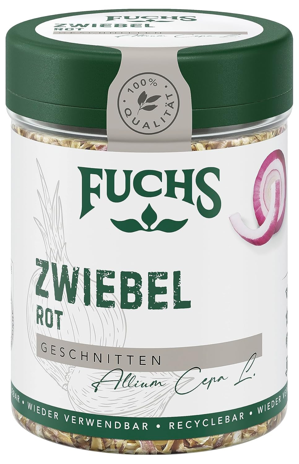 Fuchs Gewürze - Zwiebel rot geschnitten - Gewürz für Pürees, Salat oder Brotaufstriche - natürliche Zutaten - 40 g in wiederverwendbarer, recyclebarer Dose