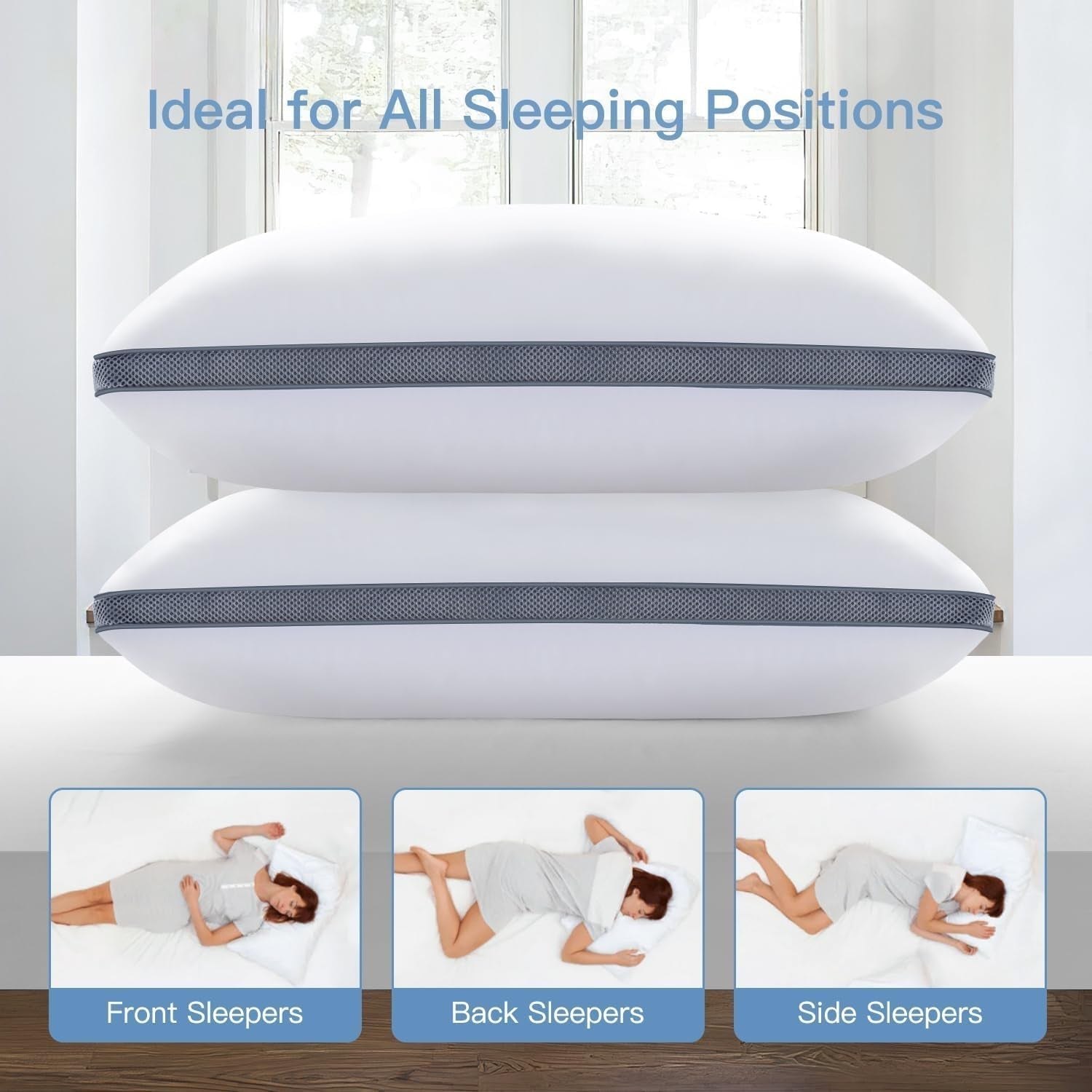 Pernă Maxzzz, pernă de lux, calitate hotelieră, pernă moale pentru dormit cu o parte din plasă respirabilă, pernă de pat elastică, pernă de susținere, umplutură din microfibră alternativă cu puf (dimensiune standard), 2 bucăți Perne standard Naty Shop