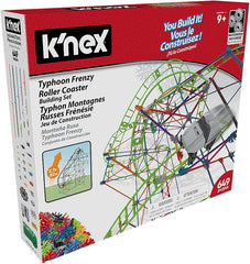 K'NEX 51438 Typhoon Frenzy Achterbahn, 2-in-1-Modell, farbenfrohes Bauset für Jungen und Mädchen, 19-Fuß-Spielzeug, 640-teiliges Kinderbauset für Kinder ab 9 Jahren