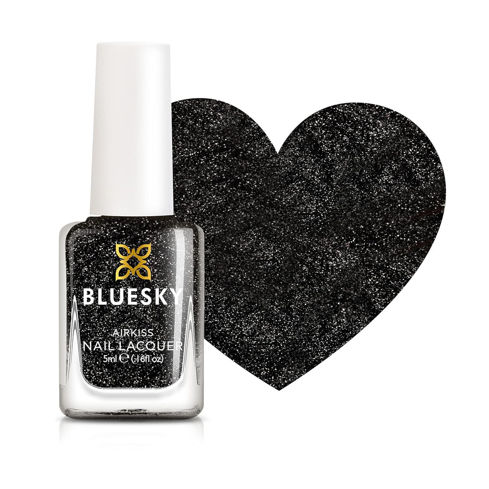 Bluesky Kinder-Nagellack – Rockstar, schwarzer Glitzer, leicht zu entfernen, ungiftig, auf Wasserbasis, geruchlos – kostenloser Nagellack für Kinder, 5 ml, 1 Stück