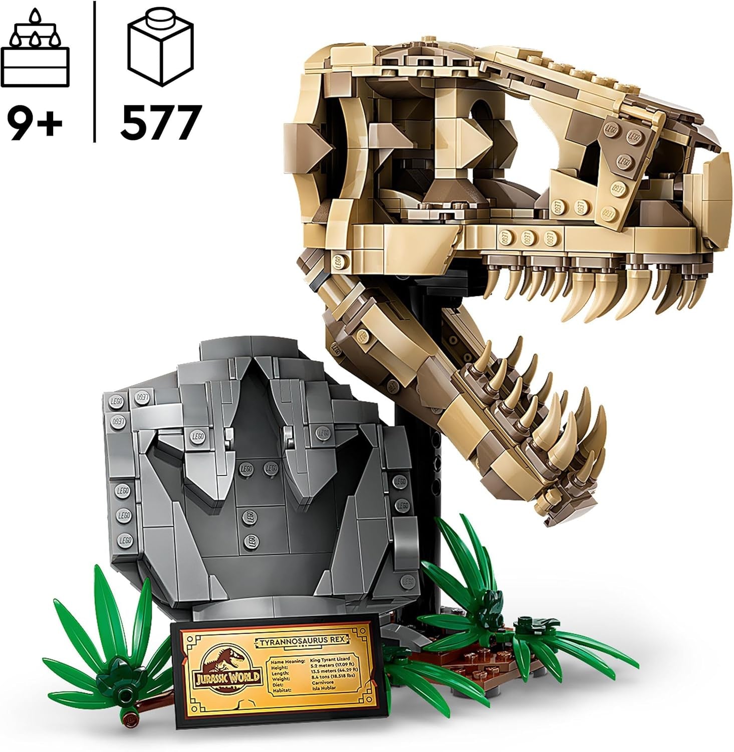 LEGO Jurassic World Dinosaur Fossils: T. Rex Head, jucărie dinozaur de construit, decor dinozaur pentru camera copiilor, craniu T-Rex schelet cu amprentă, cadou pentru băieți și fete 76964 Seturi de constructie Besuche den LEGO-Store