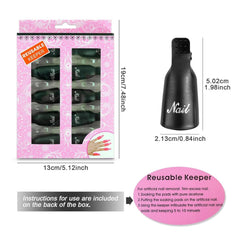 Hanyousheng Nagellackentferner Clips, Nagel Clips,10 Stück Schwarz Nagelclips, Nagel Klammer, Nails Art Gel Cap, Soak off Clip Cap UV Gel Poliermittel Entferner Wrap Nail Tool