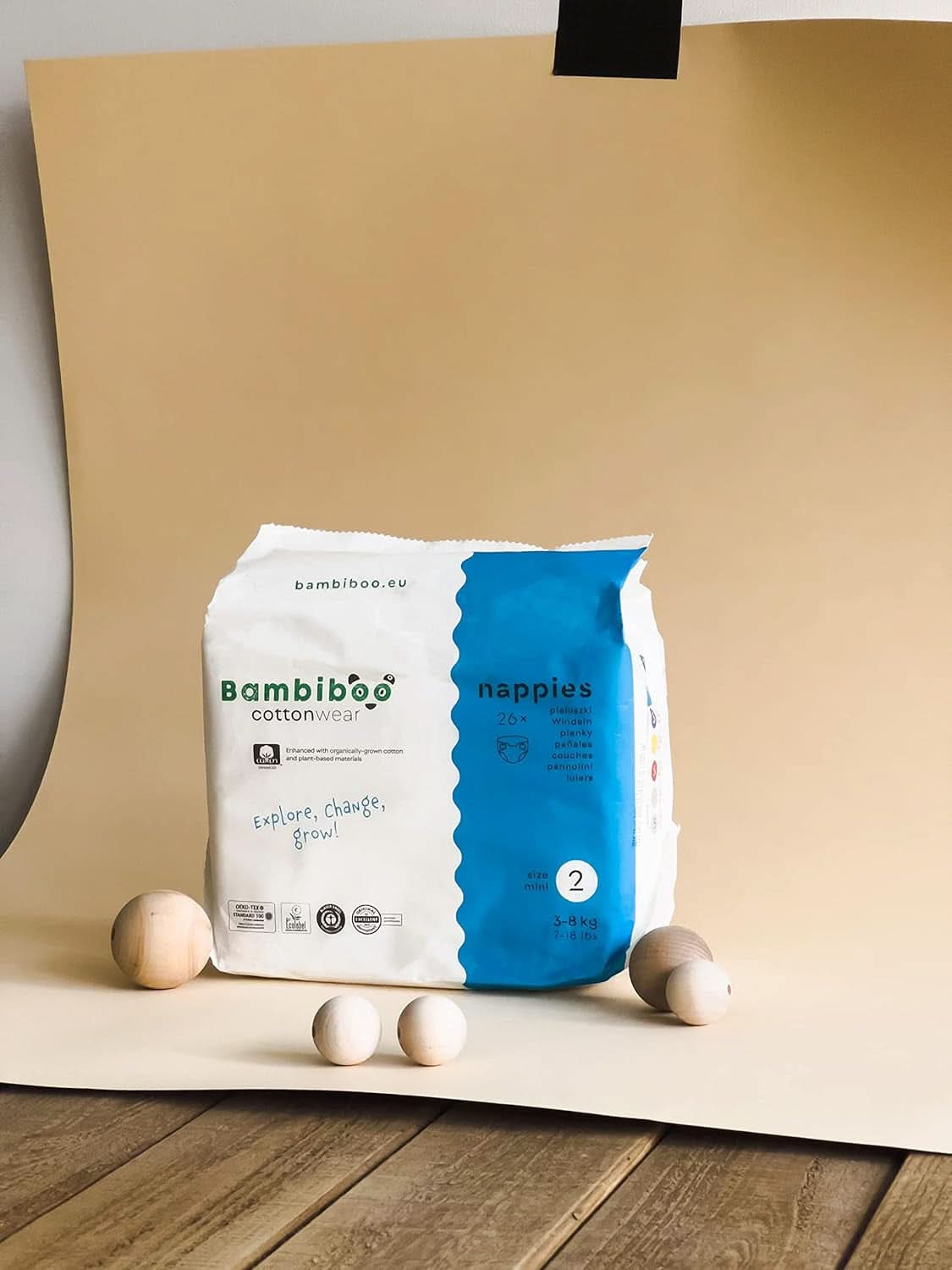 Bambiboo Scutece pentru copii - COTTONWEAR - Scutece de unică folosință pentru copii din bumbac organic și țesături pe bază de plante cu buric decupat Mama si Copilul Naty Shop