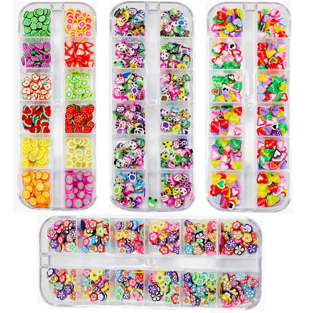 4 Set Nagel Obst Scheiben, Basicon Niedliche Obst Polymer Scheiben Obst Scheibe Nail Nagel 3D Obstscheibe Nail Art Slice Für DIY Liefert Maniküre Dekoration Schleim Zubehör Nageldekorationen, 4 Stile