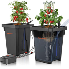Spider Farmer DWC Hydrokultur-Anbausystem, 27 l/7 Gallonen, Tiefwasseranbau, neues dreieckiges Deckeldesign, zirkulierendes Tropf-Gartensystem mit Topf-Tropf-Set, 8-W-Luftpumpe, 2 Eimer