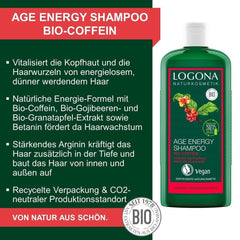 LOGONA Naturkosmetik, Shampoo, Bio-Koffein, vegane Formel, 250 ml Dusche und Bad Naty Shop