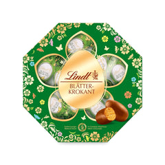 Box Lindt Chocolate Flaky Krokant | 170 g | Eier aus Gianduja-Schokolade mit Milch und Haselnüssen, zart und knusprig | Osterschokolade | Geschenk aus Schokolade | Ostereier | Schokoladeneier