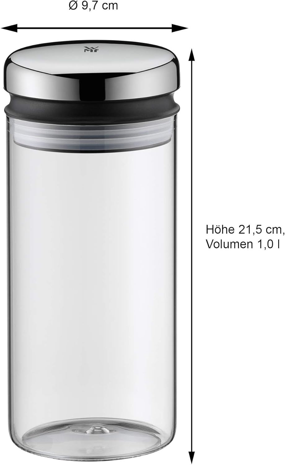 WMF Dozator sirop/miere barista 240ml, borcan de depozitare sticlă & depot 1l, înălțime 21,5 cm, borcan de depozitare cu capac, recipient pentru boabe de cafea, borcan pentru cereale, borcan de depozitare a alimentelor cu deschidere mare de umplere Cutii depozitare alimente Naty Shop