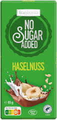 frankonia SCHOKOLADE OHNE ZUCKERZUSATZ Schokolade mit Haselnüssen, glutenfrei, 85 g