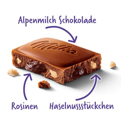 Milka Trauben und Haselnüsse – Alpenmilchschokolade mit Haselnuss- und Rosinenstückchen – 90g