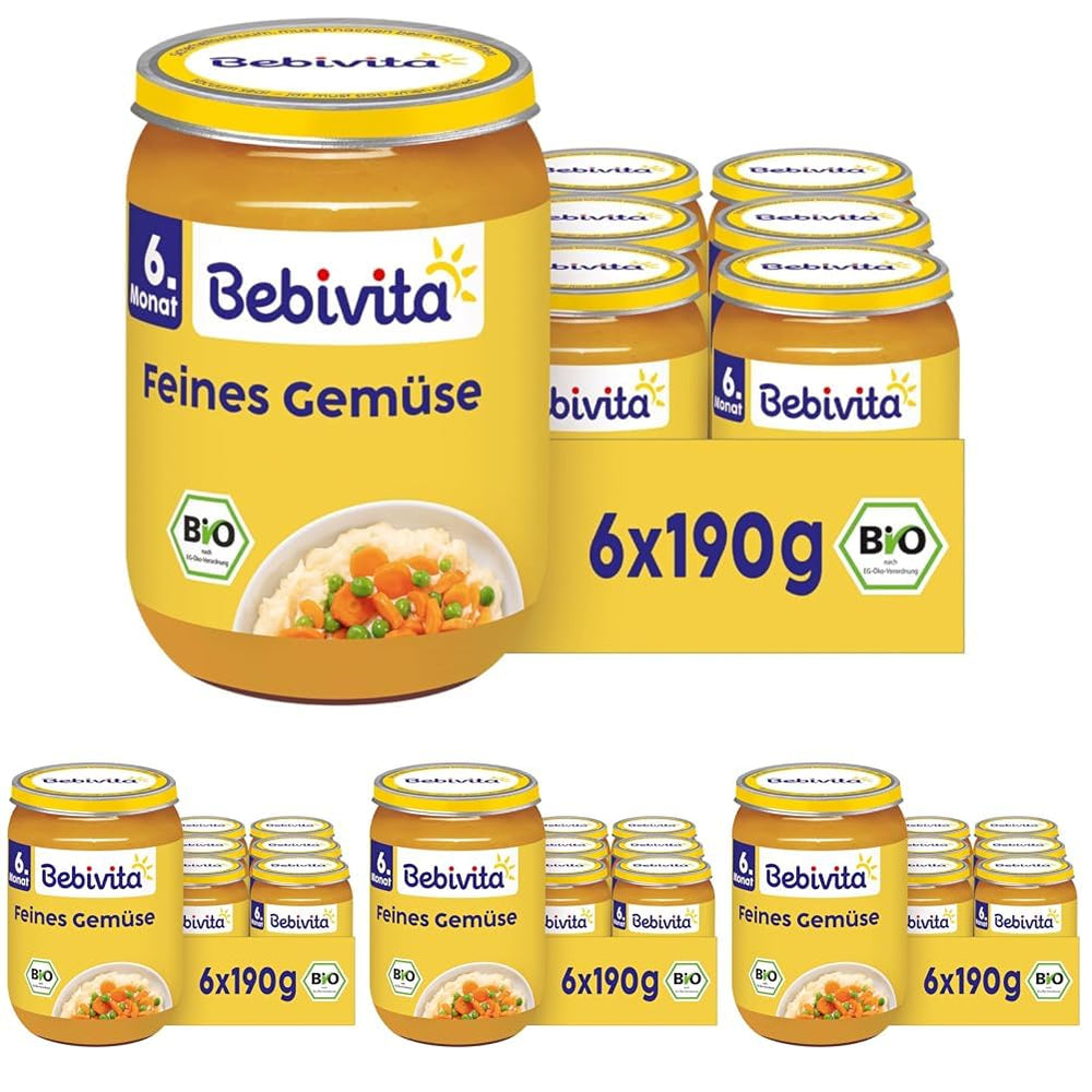 Bio-Feingemüse (6 x 190 g), ab 6 Monaten, ohne Salzzusatz, das ideale Gemüseglas zum Einstieg in die Beikost (4er-Pack)