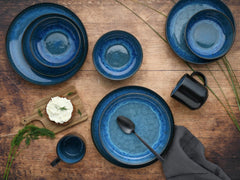 CreaTable, 20149, seria Nordic Fjord Blue, set de veselă cu 16 piese pentru 4 persoane, serviciu combinat din gresie, potrivit pentru mașina de spălat vase și cuptorul cu microunde, producție de calitate