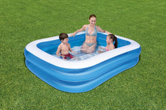 Bestway - Blue Deluxe rechteckiger aufblasbarer Pool, 211 x 132 x 46 cm, Blau/Weiß