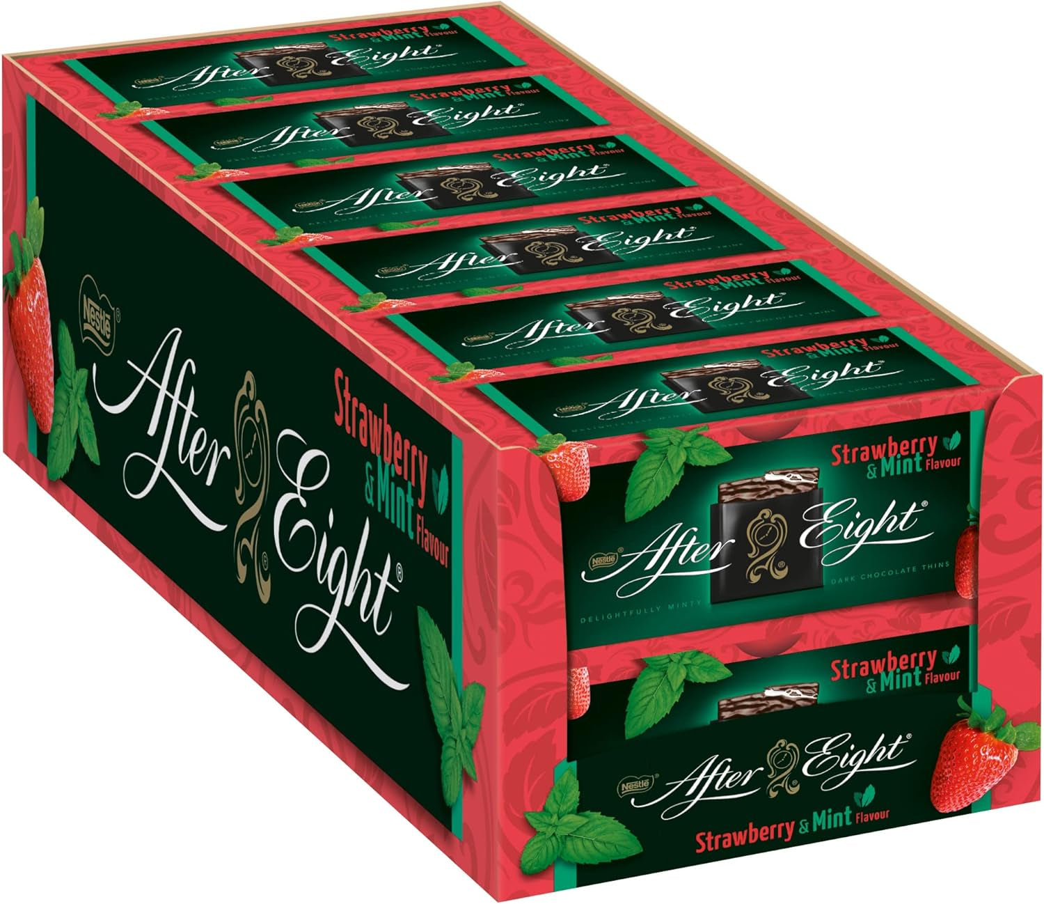 NESTLÉ after EIGHT, tablete subțiri de ciocolată neagră cu umplutură de cremă de mentă Bomboane de Ciocolata Naty Shop 12 x 200 grame Căpșuni