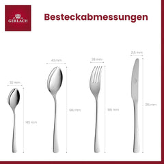 Gerlach 1760 Tunea Set, Edelstahlbesteck, 24-teilig, 6 Personen Kitchen Naty Shop