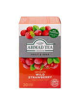 Ahmad Tea - Căpșuni sălbatice - Ceai de fructe și plante fără cofeină - Căpșuni - Pliculețe de ceai ambalate individual, cu aromă sigilată, cu 2 g de ceai per porție - 20 de pliculețe de ceai cu bandă