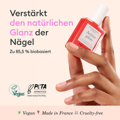 MANUCUIST Nail Care Repair Active Glow Raspberry (Pink) Biobasiert: Süße Mandel, Himbeere, pflegender und glänzender Nagellack, transparenter Pink-Effekt – Nude-Nagellack