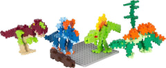 Plus-Plus 7266 Geniales Konstruktionsspielzeug, Dinosaurier-Mix, Bundle aus 4 verschiedenen Kreativ-Bausteinen Tubes inkl. Bauplatte, 400 Teile, Mischfarben
