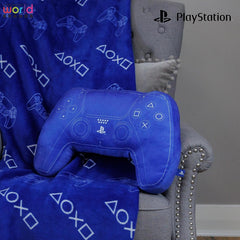 Character World: Pernă licențiată oficial în formă de controler Playstation, design de set de mână, pernă de pluș umplută | Perfect pentru dormitor sau decor de jocuri, albastru Perne standard Naty Shop