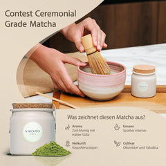 Shinto - Ceai Matcha organic „Gold” - Pulbere de ceai verde de calitate ceremonială - Certificat JAS & EU BIO - Umbrit & Cules manual - Import direct din Uji, Japonia - 30 g