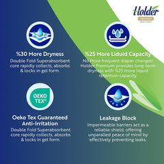 Einwegwindeln für Erwachsene, Unisex, wasserdicht, saugfähig, elastische Seite, atmungsaktiv, super saugfähig, doppellagiger Nässeindikator, 5-Sterne-Dermatologischer Schutz, Mittel