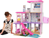 Barbie Dream House (114 Cm), casă de păpuși cu 3 etaje, piscină, tobogan, lift pentru scaun cu rotile, 75 de accesorii, păpuși, Potrivit ca cadou pentru copii cu vârsta de 3 ani și peste, GRG93 Casute de papusi Naty Shop Versiunea 2021