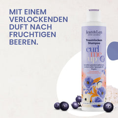 Jean & Len Dream Curls Shampoo Reiswasser & Açai-Beere, für lockiges und welliges Haar, 300 ml Jean & Len