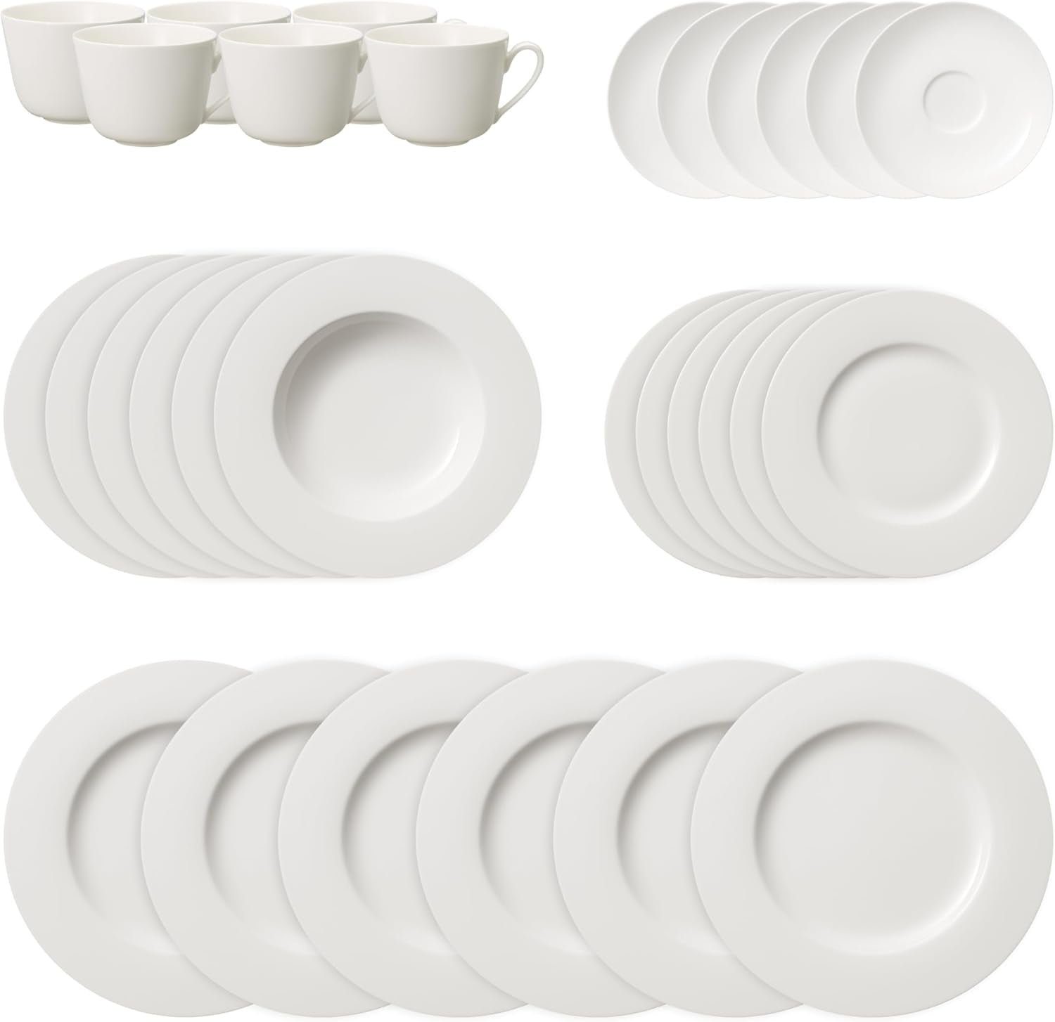 Villeroy & Boch – Twist White Geschirrset 30 Teilig Für 6 Personen, Spülmaschinenfest, Mikrowellensicher, Teller Set, Geschirr, Tafelservice, Kombiservice, Modernes Service Aus Porzellan Seturi vesela masa Naty Shop Geschirr-Set