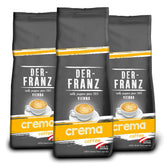DER-FRANZ Kaffee Crema, Intensität 4/5, 100% Arabica, ganze Kaffeebohnen, 3 x 500 g