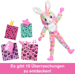 Barbie Cutie Reveal-Puppe und Zubehör, Batik-Häschen-Plüschkostüm und 10 farbwechselnde Überraschungen, Color Dream-Serie, HRK38 Naty Shop-Puppen