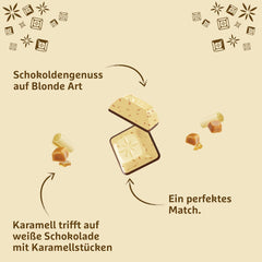 Schogetten Blondes Karamell | Karamell mit weißer Schokolade und Karamellstückchen | Schokoriegel 100g | Praktisch portioniert