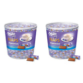 Naps Alpenmilch 1 x 1 kg, zartschmelzende Mini-Schokoladenquadrate aus feiner Alpenmilch-Schokolade, Box (2er-Pack)