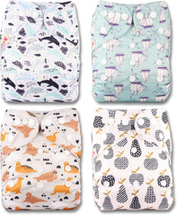 Littles and Bloomz FLP2-0406 Wiederverwendbare Standard-Clip-Windel, 4 Windeln