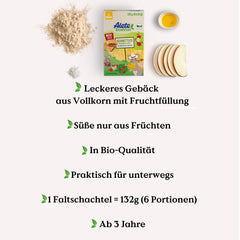 Alete geschnittene Bio-Kuchen mit Vollkorn und Apfel 6 x 22 g