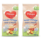 Terci pentru copii Milupa – Terci de ovăz și fructe de la 10 luni la 3 ani, hrană pentru bebeluși, 1 x 400 g (pachet de 2)