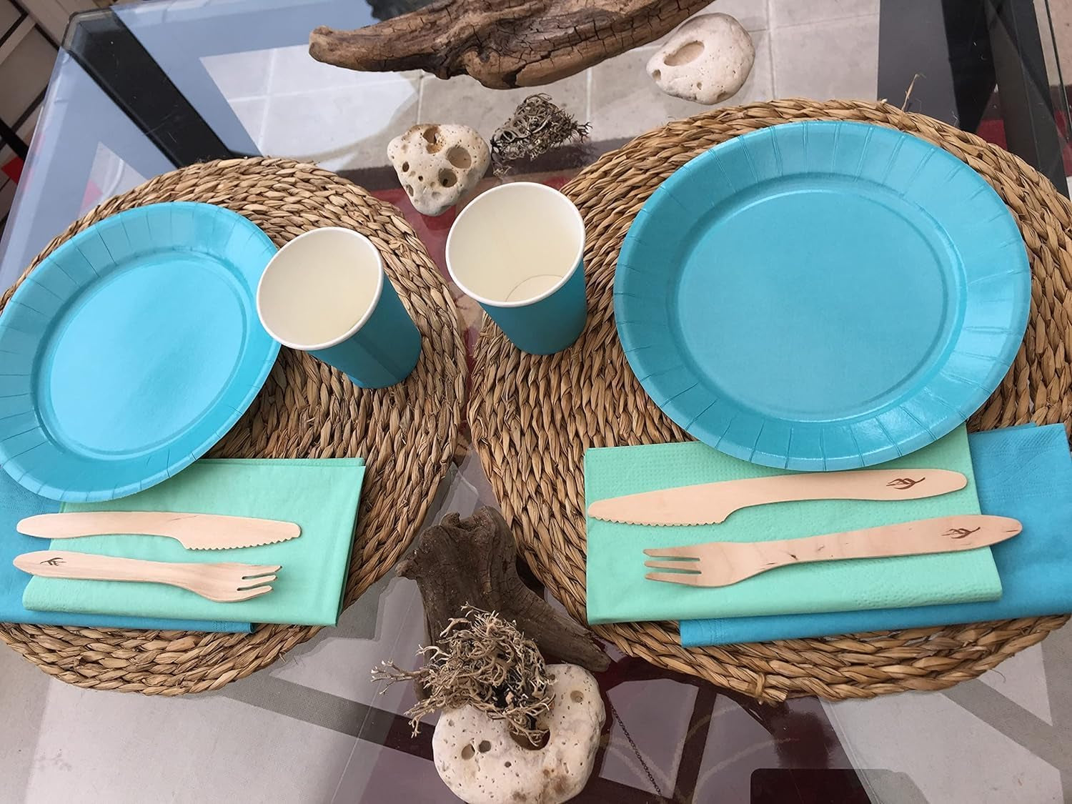 50 șervețele, tampon de bumbac, 33 X 33 Cm, 2 straturi, turcoaz, Fsc celuloză, 33 X 33 Cm (pachet de 3)