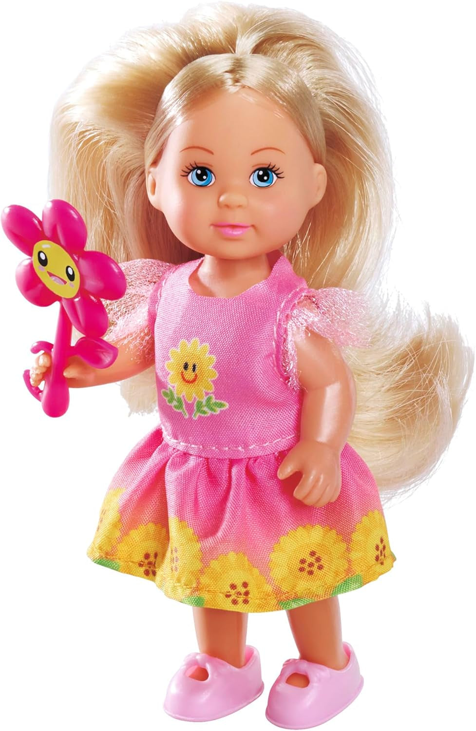 Simba Evi Love Flowers, 2-fach sortiert, es wird nur EIN Artikel geliefert, Puppe in einem süßen Blumenkleid mit Blume, 12cm Spielpuppe, ab 3 Jahren