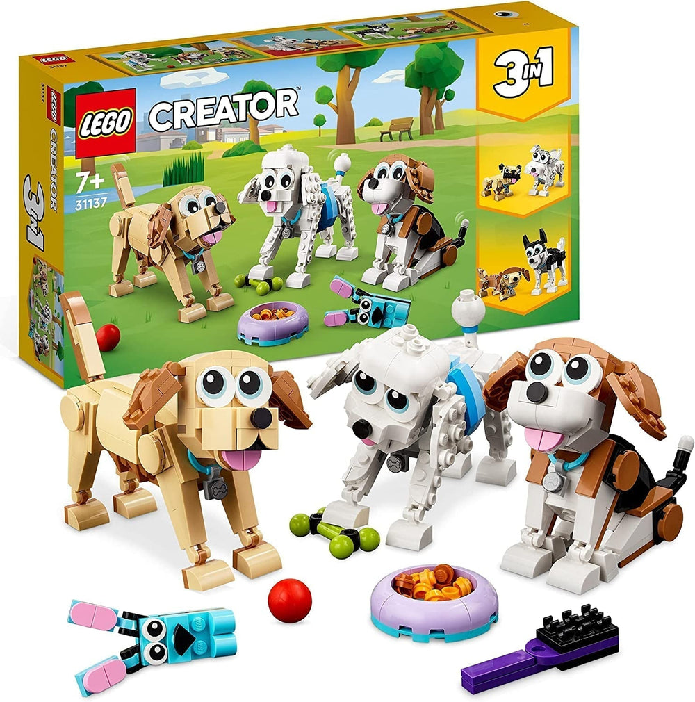LEGO 31137 Creator 3-in-1-Set mit niedlichen Hunden mit Tierfiguren Dackel, Mops, Pudel und mehr, Spielzeug für Kinder ab 7 Jahren, Geschenk für Hundeliebhaber. Bausätze. Besuchen Sie den LEGO-Store. Standardtitel