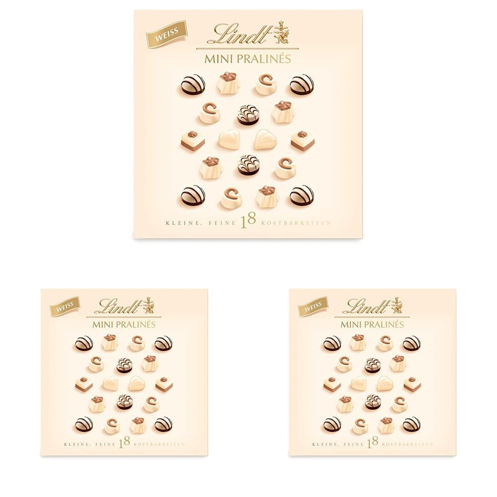 Schokolade - Weiße Mini-Pralinen | 90 g | Box mit 18 Pralinen in 6 köstlichen Sortimenten | Geschenk aus Schokolade | Schokoladengeschenk (3er-Pack)