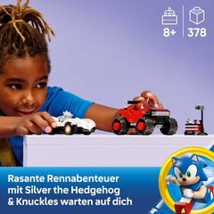 LEGO Sonic the Hedgehog Silvers Auto Vs. Knuckles' Monstertruck – Kinderspielzeug mit 2 Flitzern und 2 Minifiguren – Geschenk für Jungen und Mädchen ab 8 Jahren – Sonic Fanartikel für Gamer – 77118