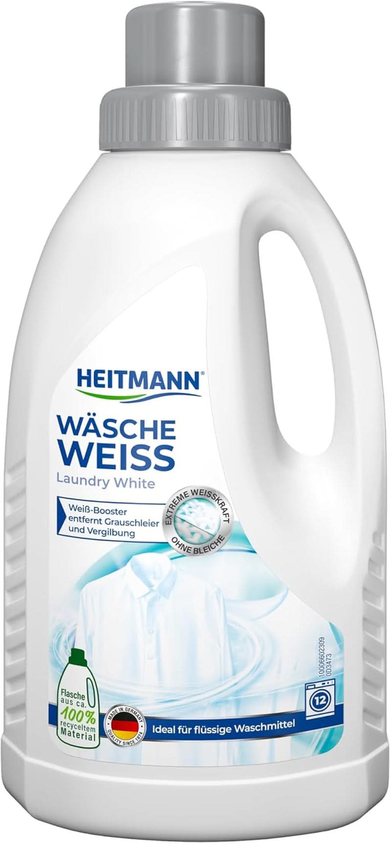 HEITMANN Wäschebleiche: Flüssigbleiche mit Aufhellungskraft gegen Grauschleier und Vergilbung, chlorfrei, 500 ml Waschmittel Naty Shop
